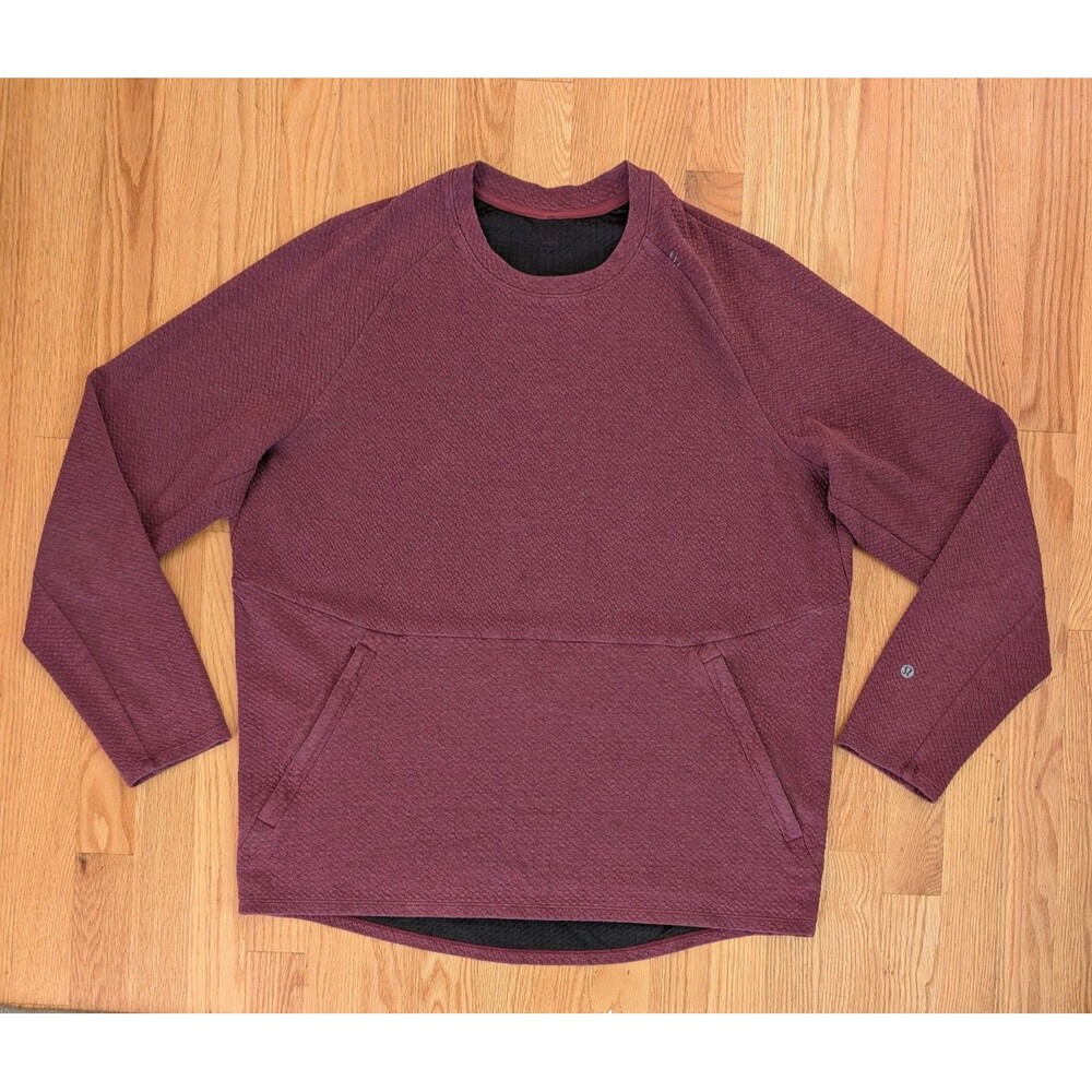 Lululemon At Ease Crewneck Pullover Red Textured Sweatshirt XL LM3COXS